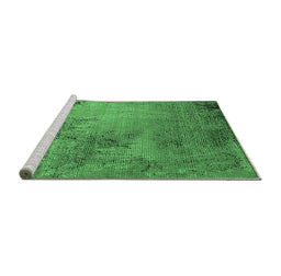 Sideview of Machine Washable Oriental Emerald Green Industrial Area Rugs, wshurb2790emgrn