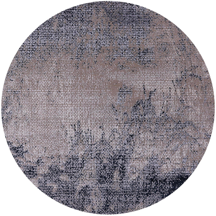 Round Mid-Century Modern Gray Oriental Rug, urb2790
