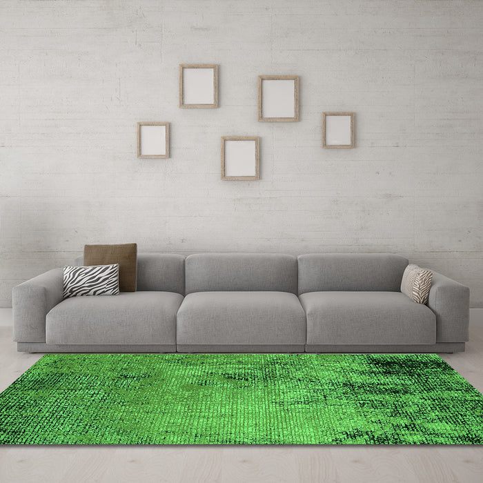 Machine Washable Oriental Green Industrial Area Rugs in a Living Room,, wshurb2790grn