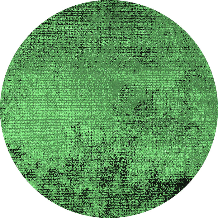 Round Oriental Emerald Green Industrial Rug, urb2790emgrn