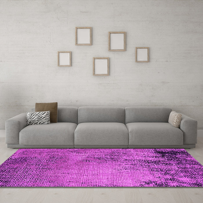 Machine Washable Oriental Pink Industrial Rug in a Living Room, wshurb2790pnk
