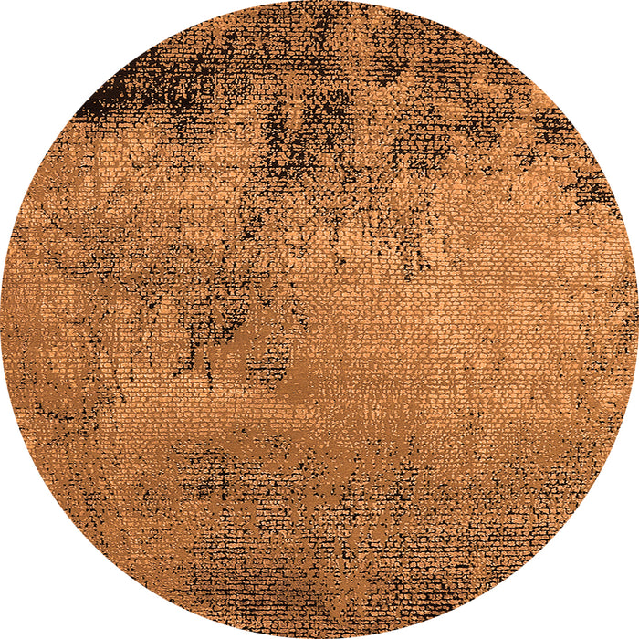 Round Machine Washable Oriental Orange Industrial Area Rugs, wshurb2790org