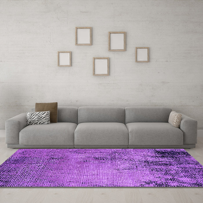 Machine Washable Oriental Purple Industrial Area Rugs in a Living Room, wshurb2790pur