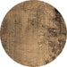 Round Oriental Brown Industrial Rug, urb2790brn