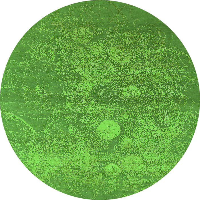 Round Oriental Green Industrial Rug, urb2791grn