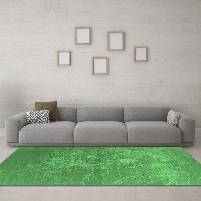 Machine Washable Oriental Emerald Green Industrial Area Rugs in a Living Room,, wshurb2791emgrn