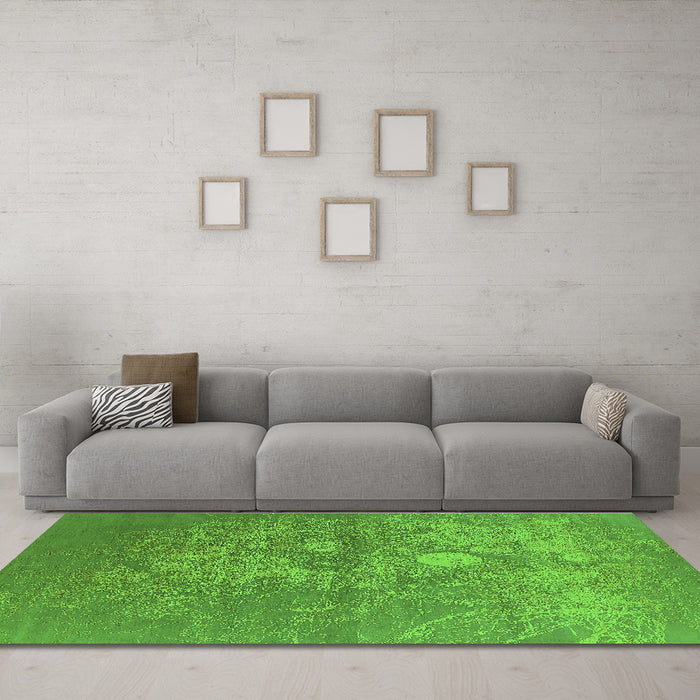 Machine Washable Oriental Green Industrial Area Rugs in a Living Room,, wshurb2791grn