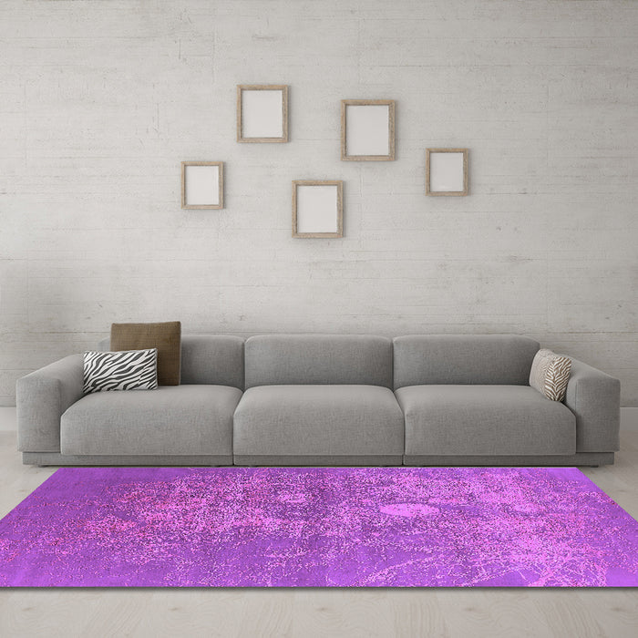 Machine Washable Oriental Purple Industrial Area Rugs in a Living Room, wshurb2791pur