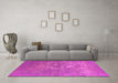 Machine Washable Oriental Pink Industrial Rug in a Living Room, wshurb2791pnk