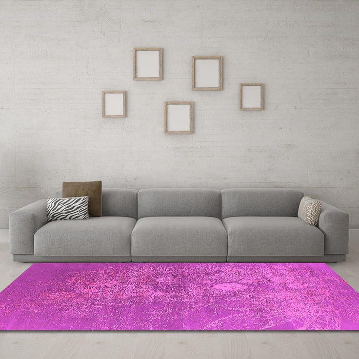 Machine Washable Oriental Pink Industrial Rug in a Living Room, wshurb2791pnk