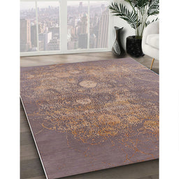 Mid-Century Modern Puce Purple Oriental Rug in Family Room, urb2791