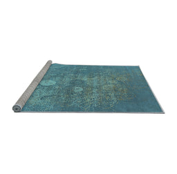 Sideview of Machine Washable Oriental Light Blue Industrial Rug, wshurb2791lblu
