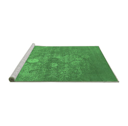 Sideview of Machine Washable Oriental Emerald Green Industrial Area Rugs, wshurb2791emgrn