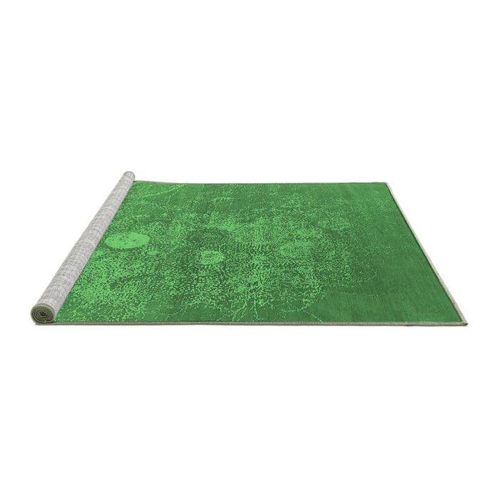 Sideview of Machine Washable Oriental Emerald Green Industrial Area Rugs, wshurb2791emgrn