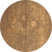 Round Oriental Brown Industrial Rug, urb2791brn