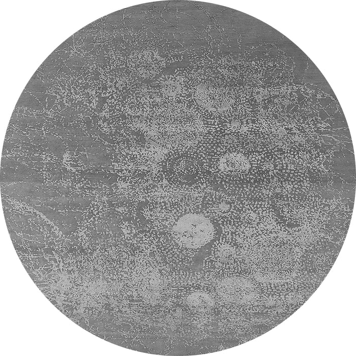Round Machine Washable Oriental Gray Industrial Rug, wshurb2791gry