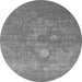 Round Machine Washable Oriental Gray Industrial Rug, wshurb2791gry