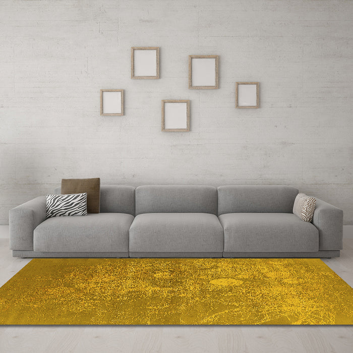 Machine Washable Oriental Yellow Industrial Rug in a Living Room, wshurb2791yw