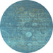 Round Oriental Light Blue Industrial Rug, urb2791lblu