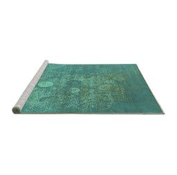 Sideview of Machine Washable Oriental Turquoise Industrial Area Rugs, wshurb2791turq