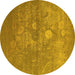 Round Oriental Yellow Industrial Rug, urb2791yw