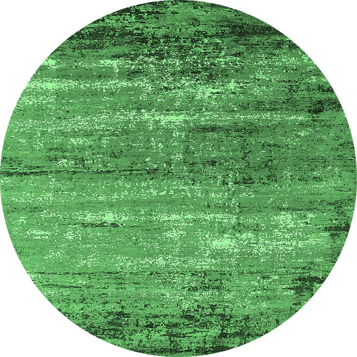 Round Oriental Emerald Green Industrial Rug, urb2792emgrn