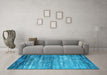 Machine Washable Oriental Light Blue Industrial Rug in a Living Room, wshurb2792lblu