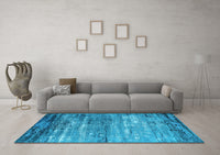 Machine Washable Oriental Light Blue Industrial Rug, wshurb2792lblu