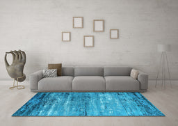 Machine Washable Oriental Light Blue Industrial Rug in a Living Room, wshurb2792lblu