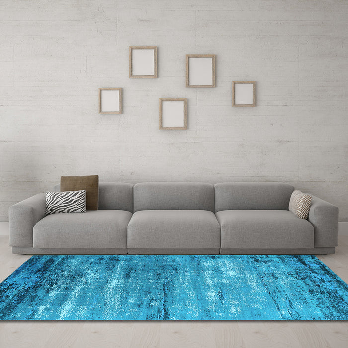 Machine Washable Oriental Light Blue Industrial Rug in a Living Room, wshurb2792lblu