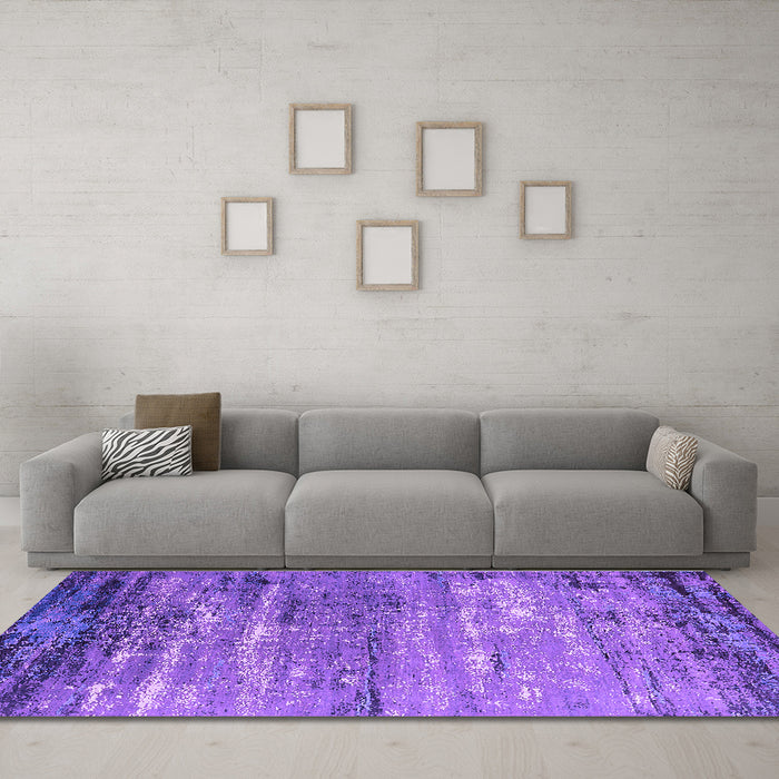 Machine Washable Oriental Purple Industrial Area Rugs in a Living Room, wshurb2792pur
