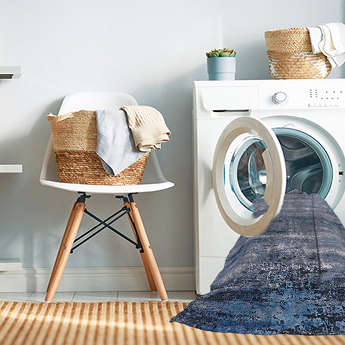 Machine Washable Industrial Modern Purple Navy Blue Rug in a Washing Machine, wshurb2792