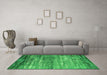 Machine Washable Oriental Green Industrial Area Rugs in a Living Room,, wshurb2792grn