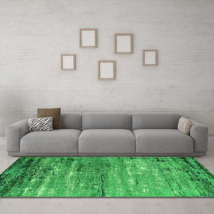 Machine Washable Oriental Green Industrial Area Rugs in a Living Room,, wshurb2792grn