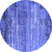 Round Oriental Blue Industrial Rug, urb2792blu