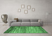 Machine Washable Oriental Emerald Green Industrial Area Rugs in a Living Room,, wshurb2792emgrn