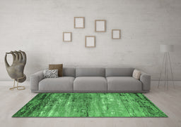 Machine Washable Oriental Emerald Green Industrial Area Rugs in a Living Room,, wshurb2792emgrn
