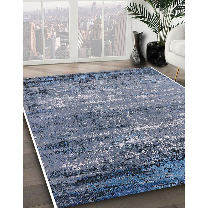 Mid-Century Modern Purple Navy Blue Oriental Rug in Family Room, urb2792