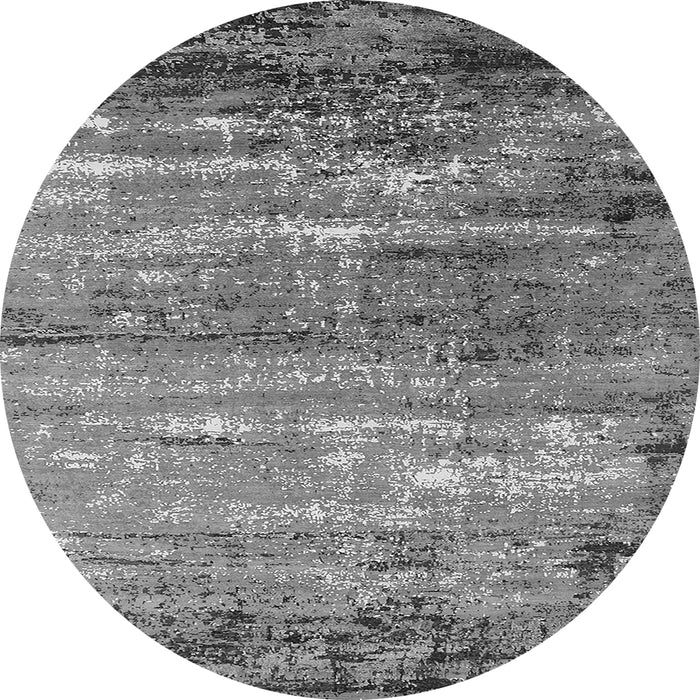 Round Machine Washable Oriental Gray Industrial Rug, wshurb2792gry