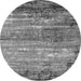 Round Machine Washable Oriental Gray Industrial Rug, wshurb2792gry