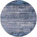 Round Machine Washable Industrial Modern Purple Navy Blue Rug, wshurb2792