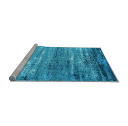 Sideview of Machine Washable Oriental Light Blue Industrial Rug, wshurb2792lblu