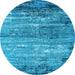 Round Oriental Light Blue Industrial Rug, urb2792lblu