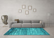 Machine Washable Oriental Turquoise Industrial Area Rugs in a Living Room,, wshurb2792turq