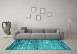 Machine Washable Oriental Turquoise Industrial Area Rugs in a Living Room,, wshurb2792turq