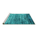 Sideview of Machine Washable Oriental Turquoise Industrial Area Rugs, wshurb2792turq