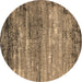 Round Oriental Brown Industrial Rug, urb2792brn