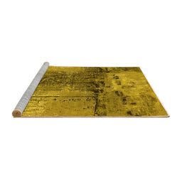 Sideview of Machine Washable Oriental Yellow Industrial Rug, wshurb2793yw
