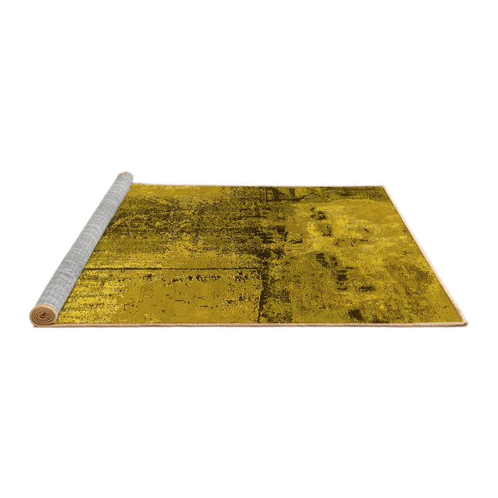 Sideview of Machine Washable Oriental Yellow Industrial Rug, wshurb2793yw