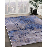 Mid-Century Modern Dark Slate Blue Purple Oriental Rug, urb2793